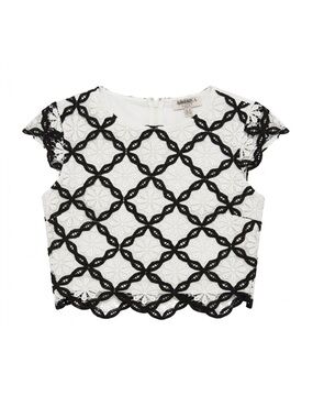Lipsy Black and White Lace Crop Top